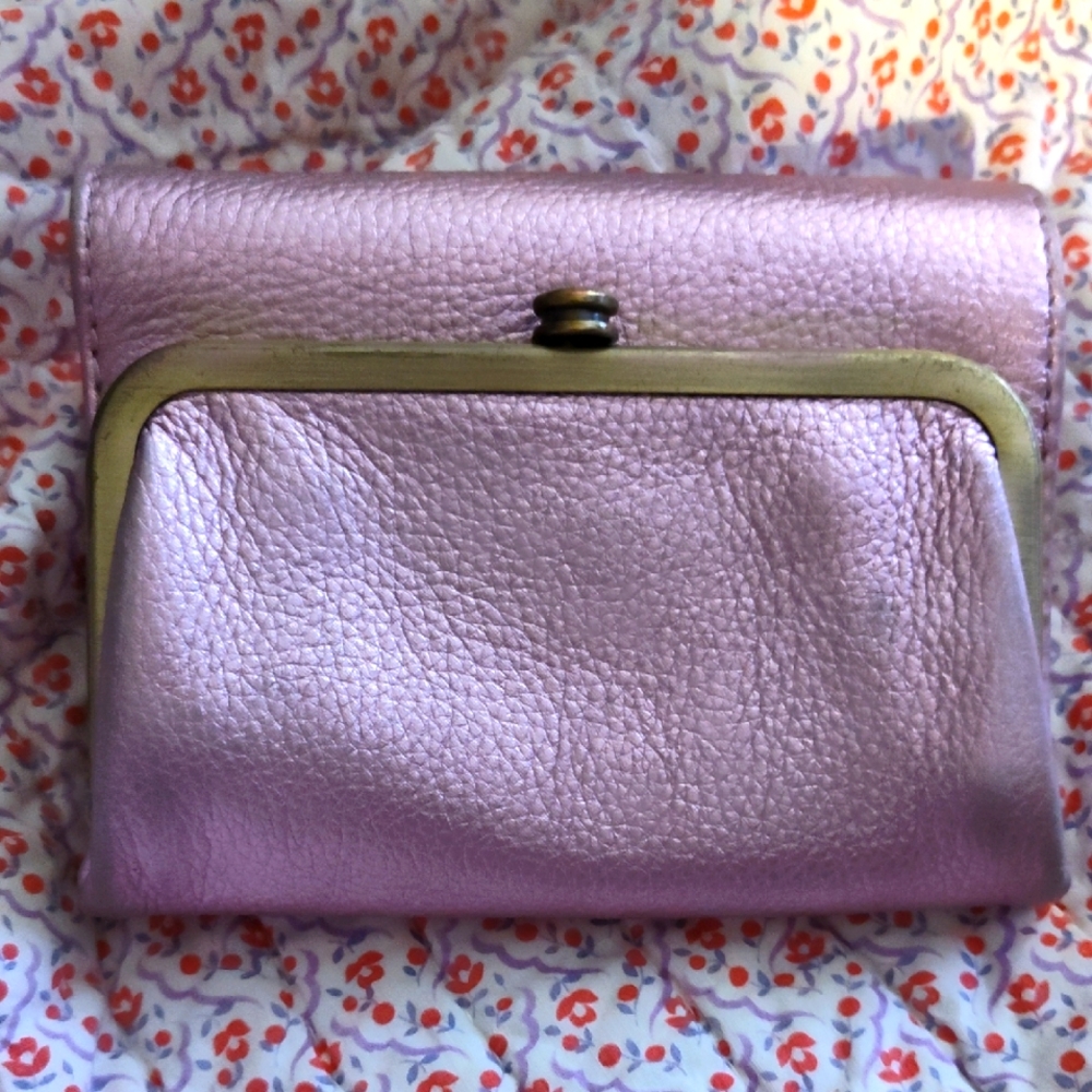 Hobo pink metallic wallet